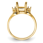 14k Diamond / 8x6mm Emerald-cut Gemstone Ring Mounting (No Stone Included)