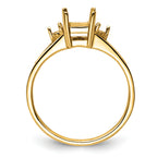 14k Diamond / 7x5mm Emerald-cut Gemstone Ring Mounting (No Stone Included)