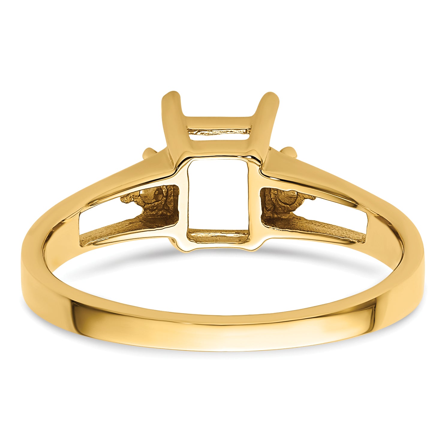 14k Diamond / 7x5mm Emerald-cut Gemstone Ring Mounting (No Stone Included)