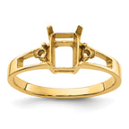 14k Diamond / 7x5mm Emerald-cut Gemstone Ring Mounting