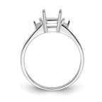 14k White Gold Diamond/7x5mm Emerald-cut Gemstone Ring Mounting (No Stone Included)