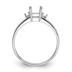 14k White Gold Diamond/6x4mm Emerald-cut Gemstone Ring Mounting (No Stone Included)