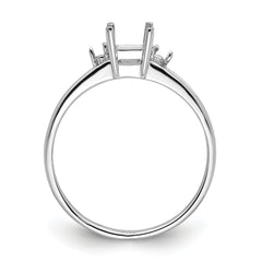 14k White Gold Diamond/6x4mm Emerald-cut Gemstone Ring Mounting (No Stone Included)