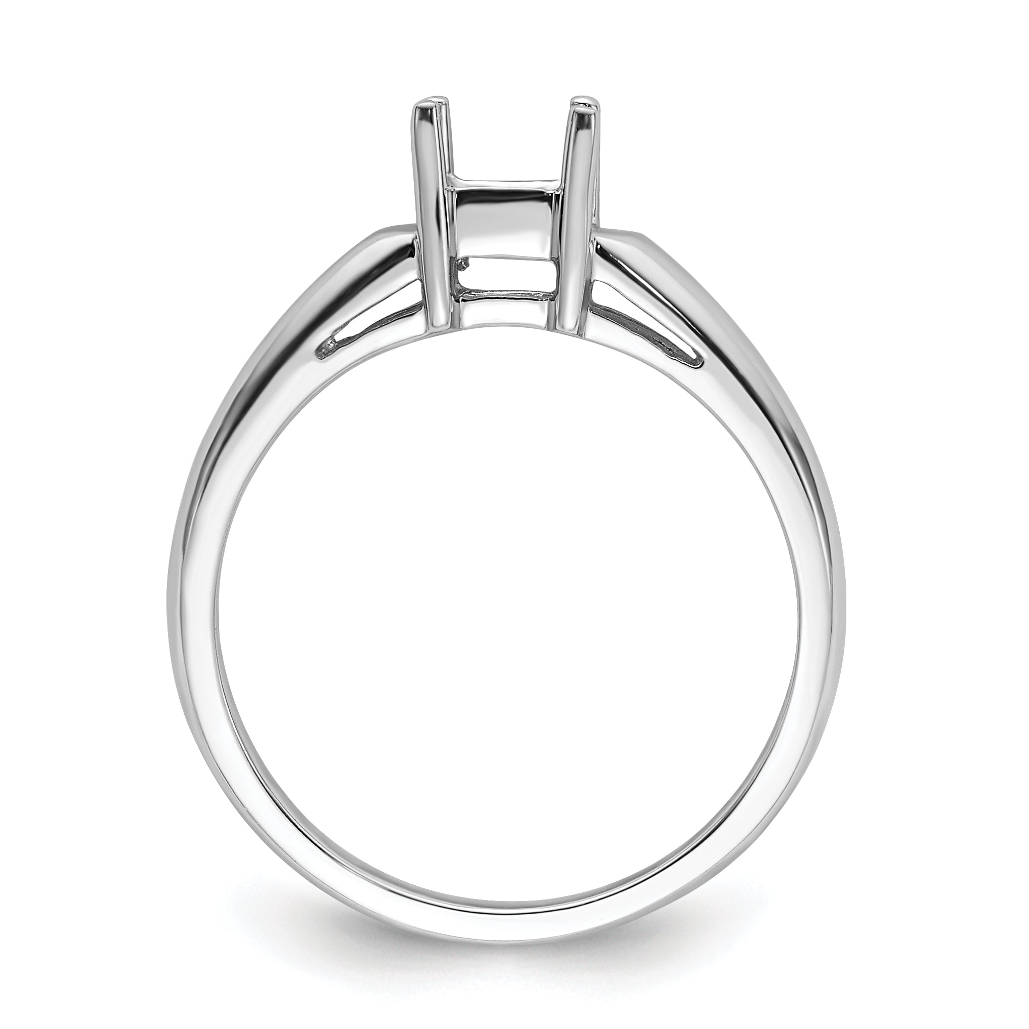 14k White Gold 4mm Princess Gemstone Ring Mounting (No Stone Included)