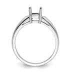 14k White Gold 4mm Princess Gemstone Ring Mounting (No Stone Included)