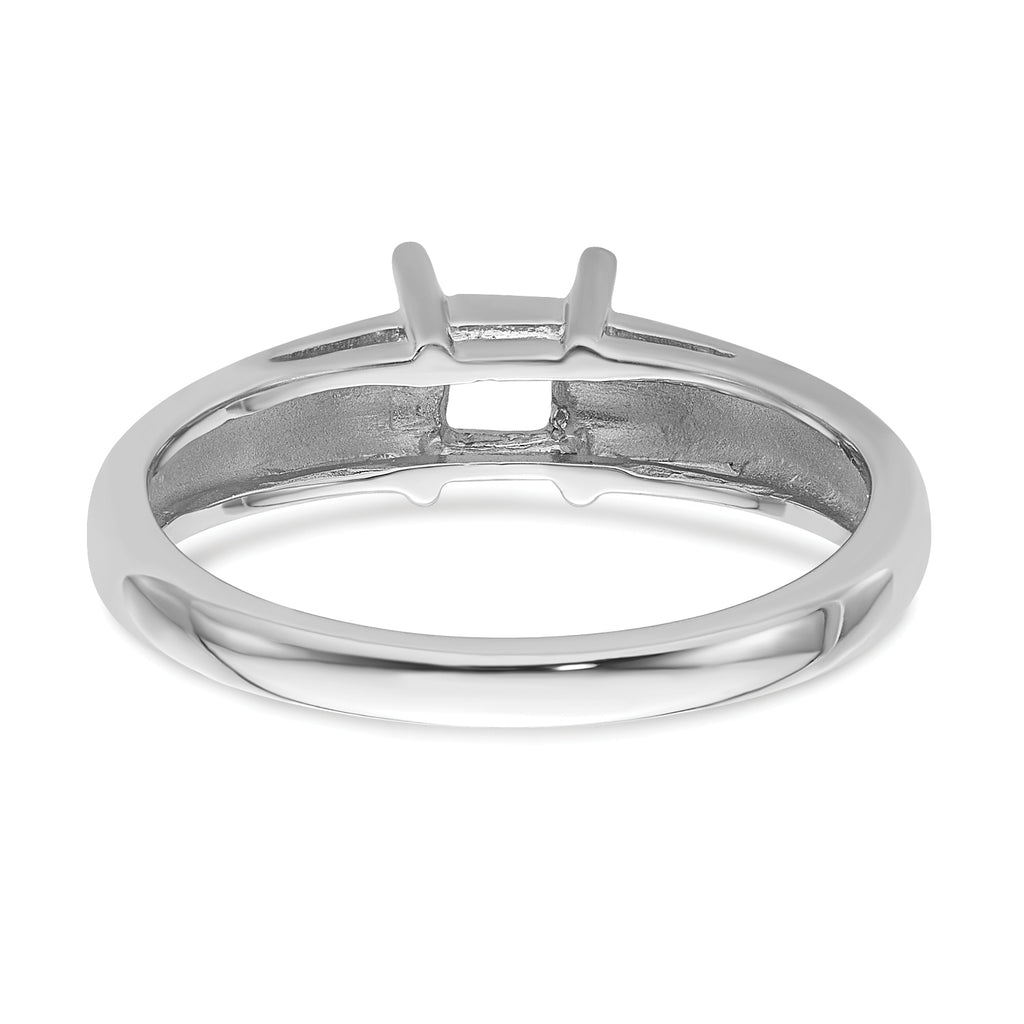 14k White Gold 4mm Princess Gemstone Ring Mounting (No Stone Included)