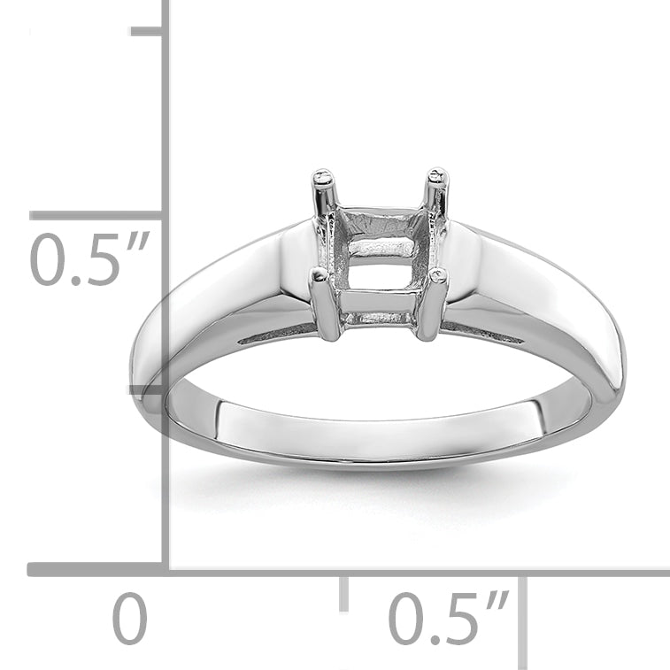 14k White Gold 4mm Princess Gemstone Ring Mounting (No Stone Included)
