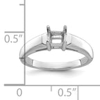 14k White Gold 4mm Princess Gemstone Ring Mounting (No Stone Included)