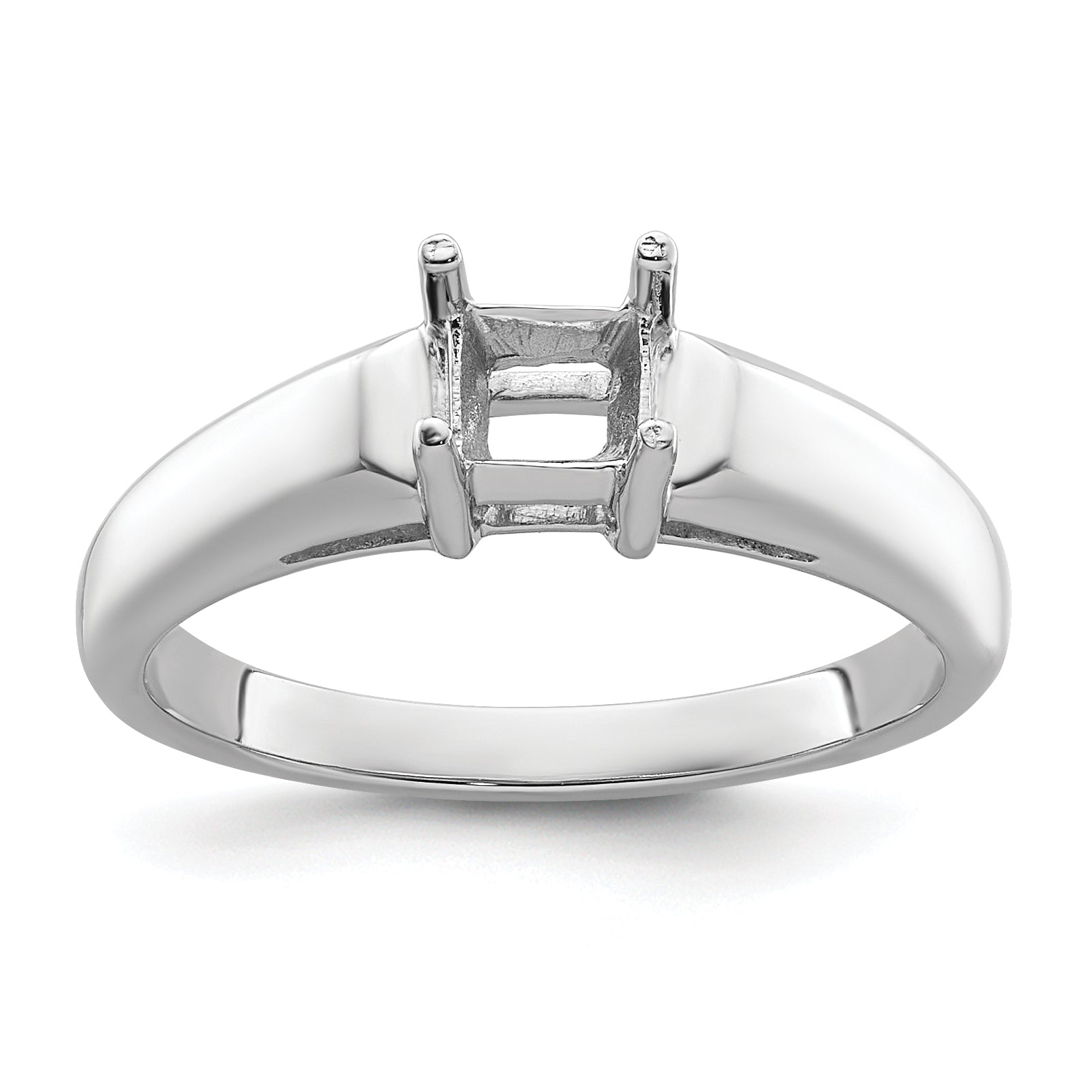 14k White Gold 4mm Princess Gemstone Ring Mounting Main image
