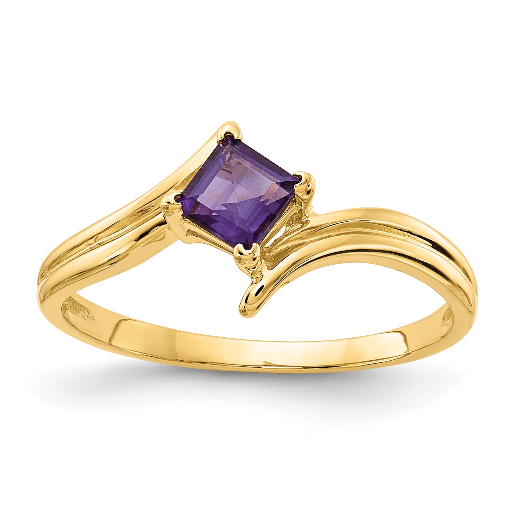 14k 4mm Princess Cut Amethyst ring Main image