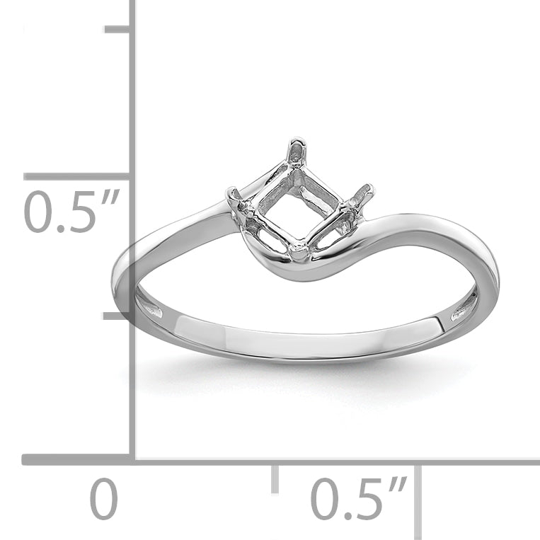 14k White Gold 4mm Princess Gemstone Ring Mounting (No Stone Included)