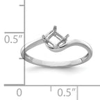 14k White Gold 4mm Princess Gemstone Ring Mounting (No Stone Included)