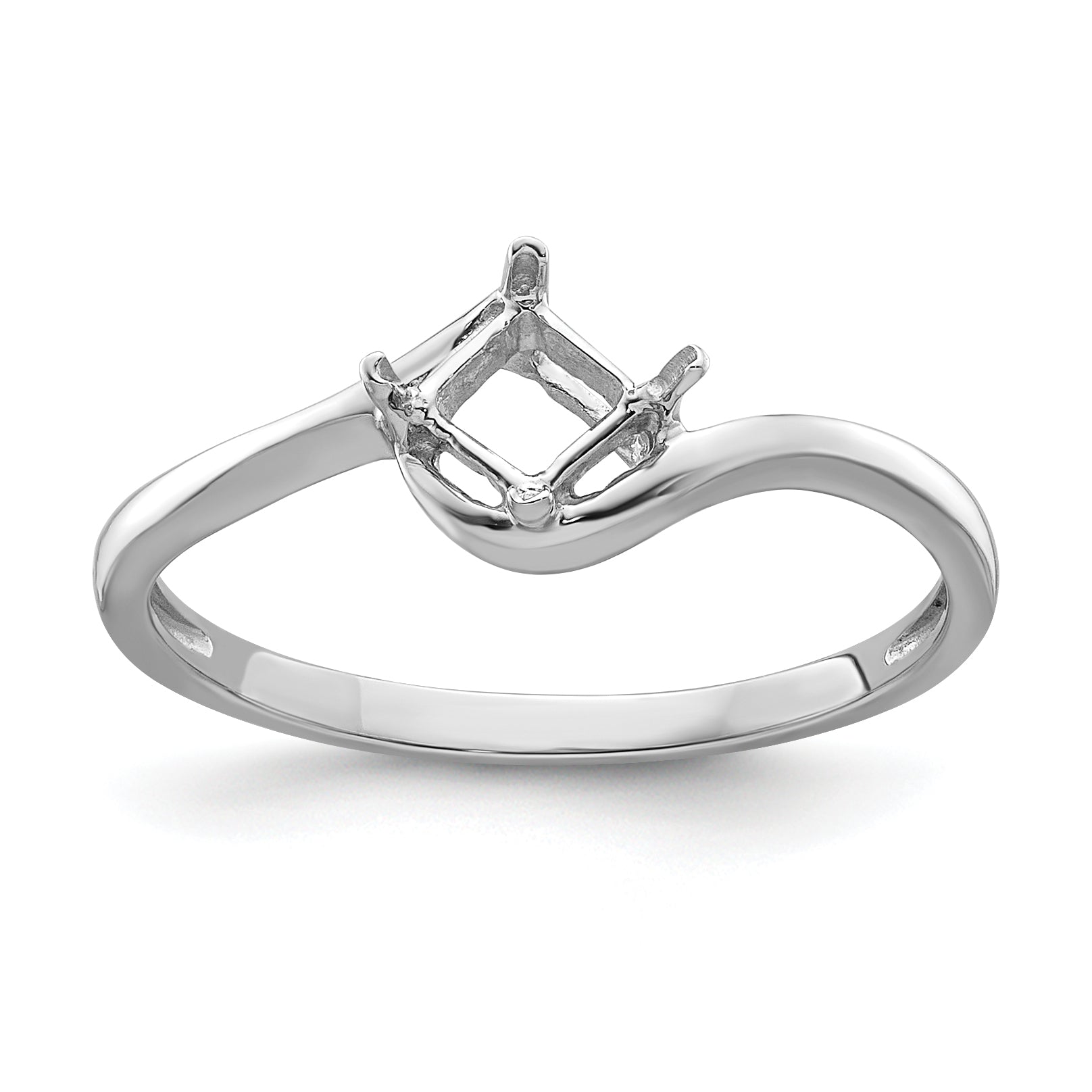 14k White Gold 4mm Princess Gemstone Ring Mounting Main image