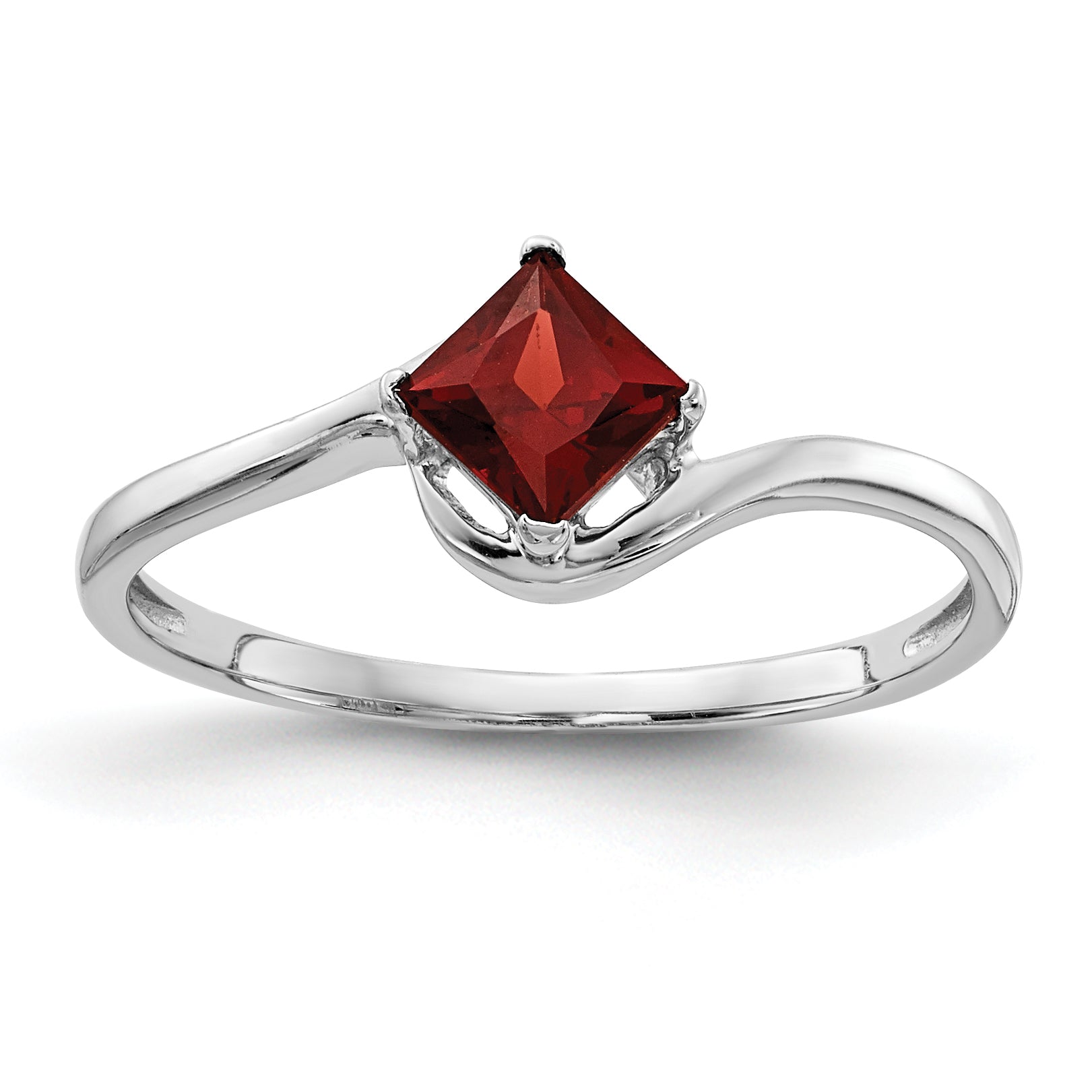 14k White Gold 4mm Princess Cut Garnet ring Main image
