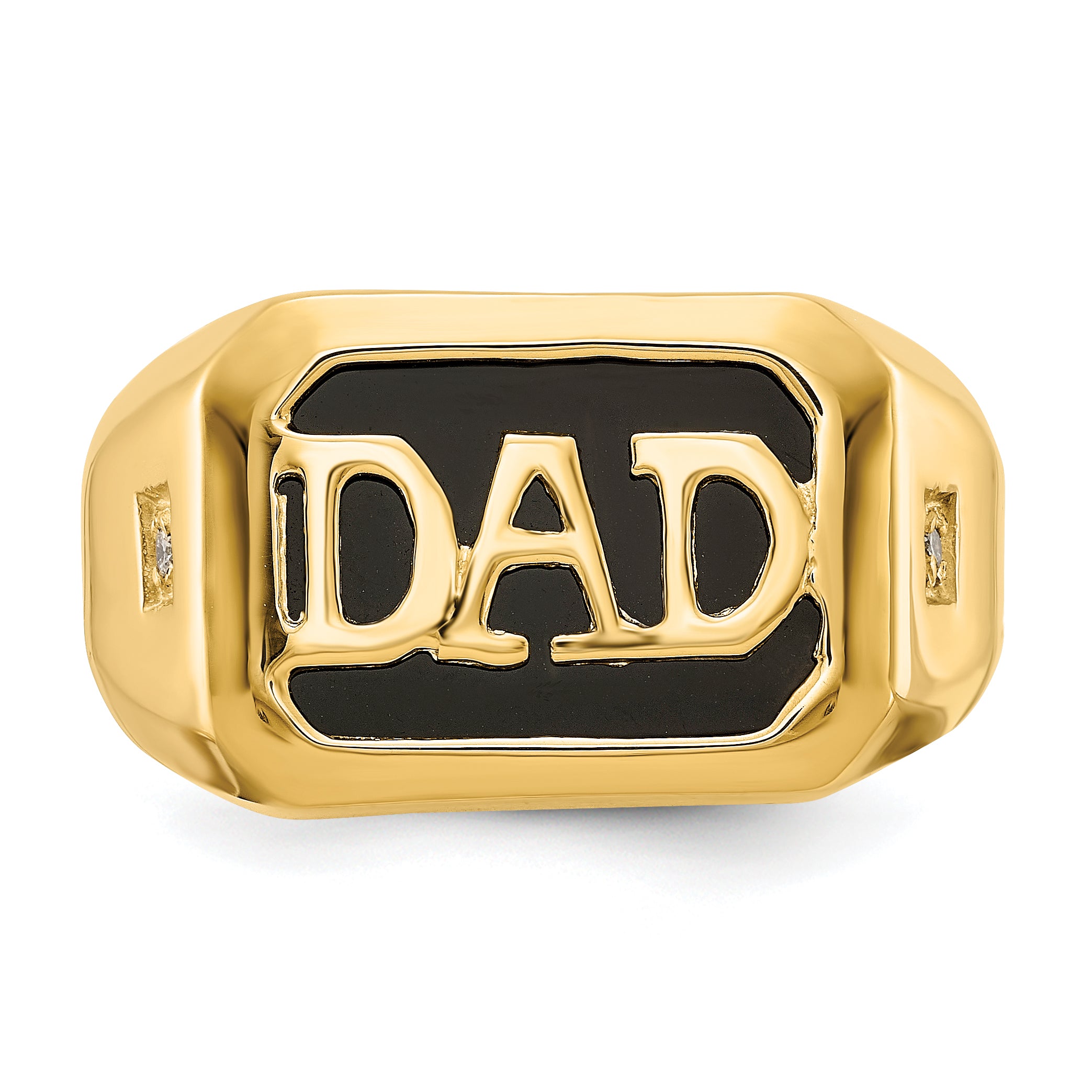 14k AA Diamond Men's Onyx Dad Ring