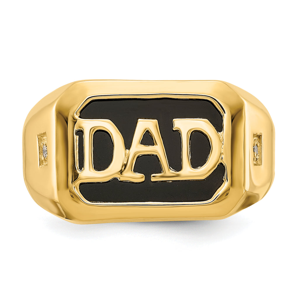 14k AA Diamond Men's Onyx Dad Ring