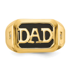 14k AA Diamond Men's Onyx Dad Ring