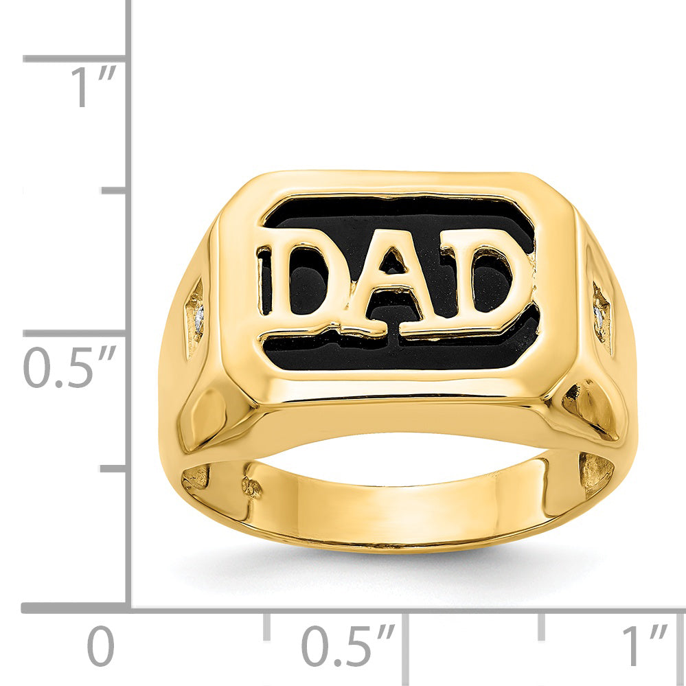 14k AA Diamond Men's Onyx Dad Ring