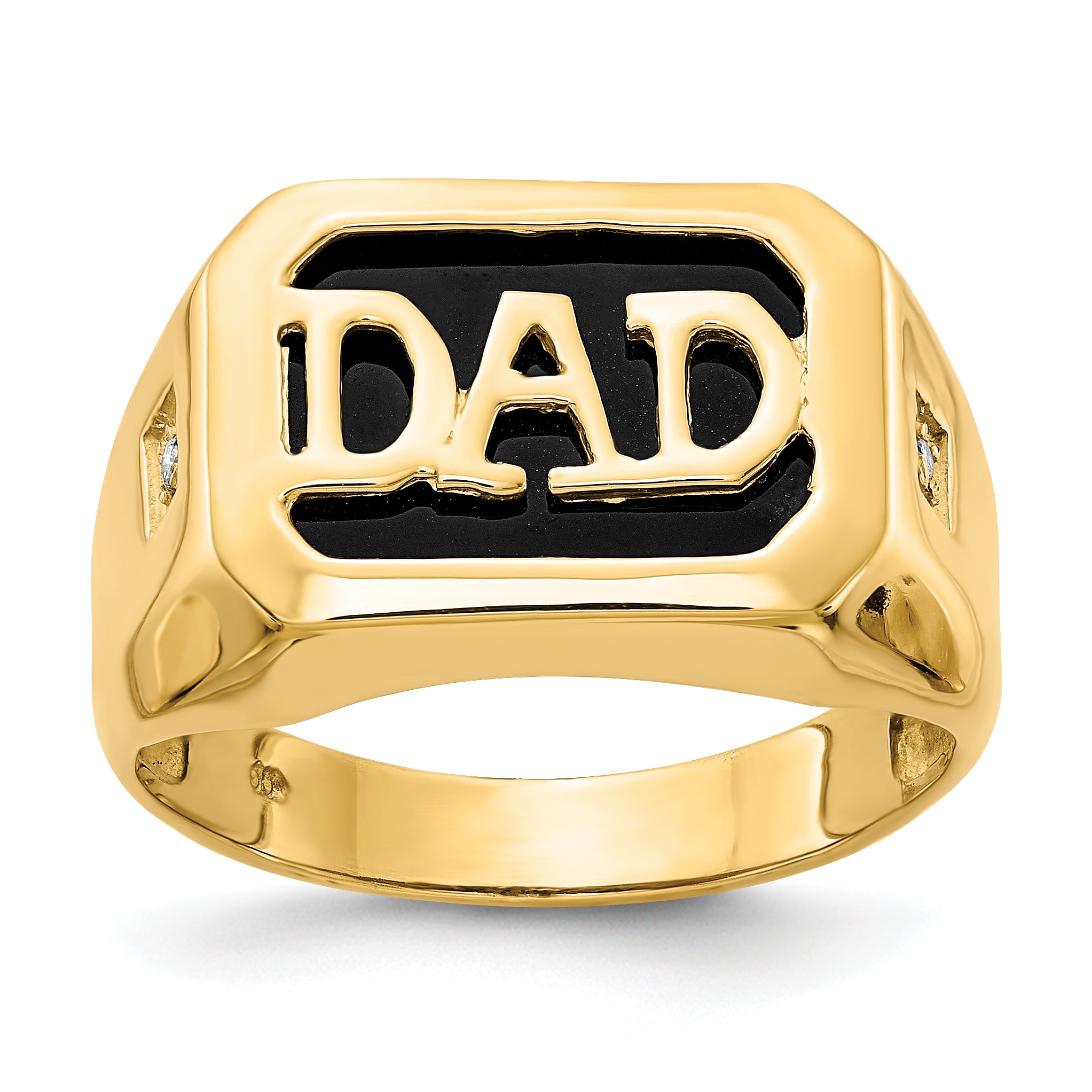 14k AA Diamond Men's Onyx Dad Ring