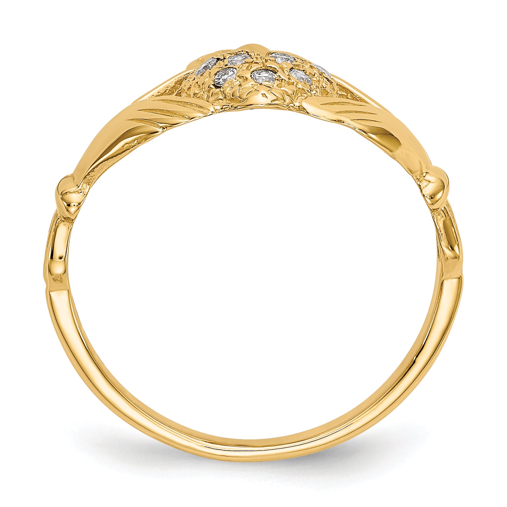 14ky 1/10ct AA Diamond Claddagh Ring Secondary image