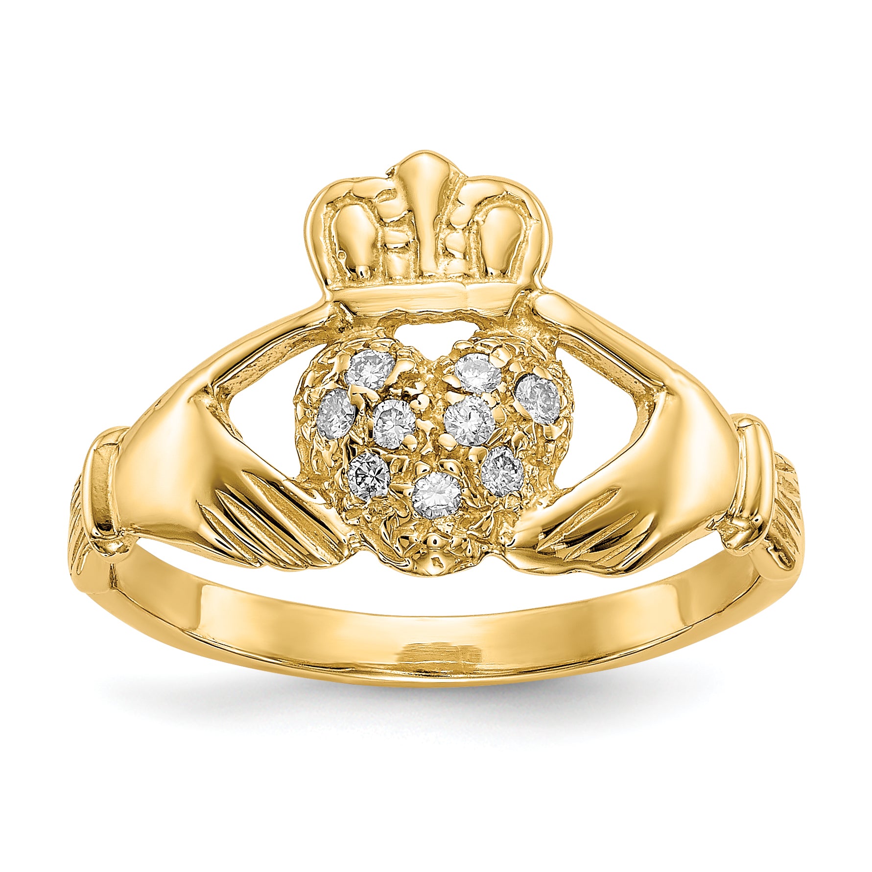 14ky 1/10ct AA Diamond Claddagh Ring Main image