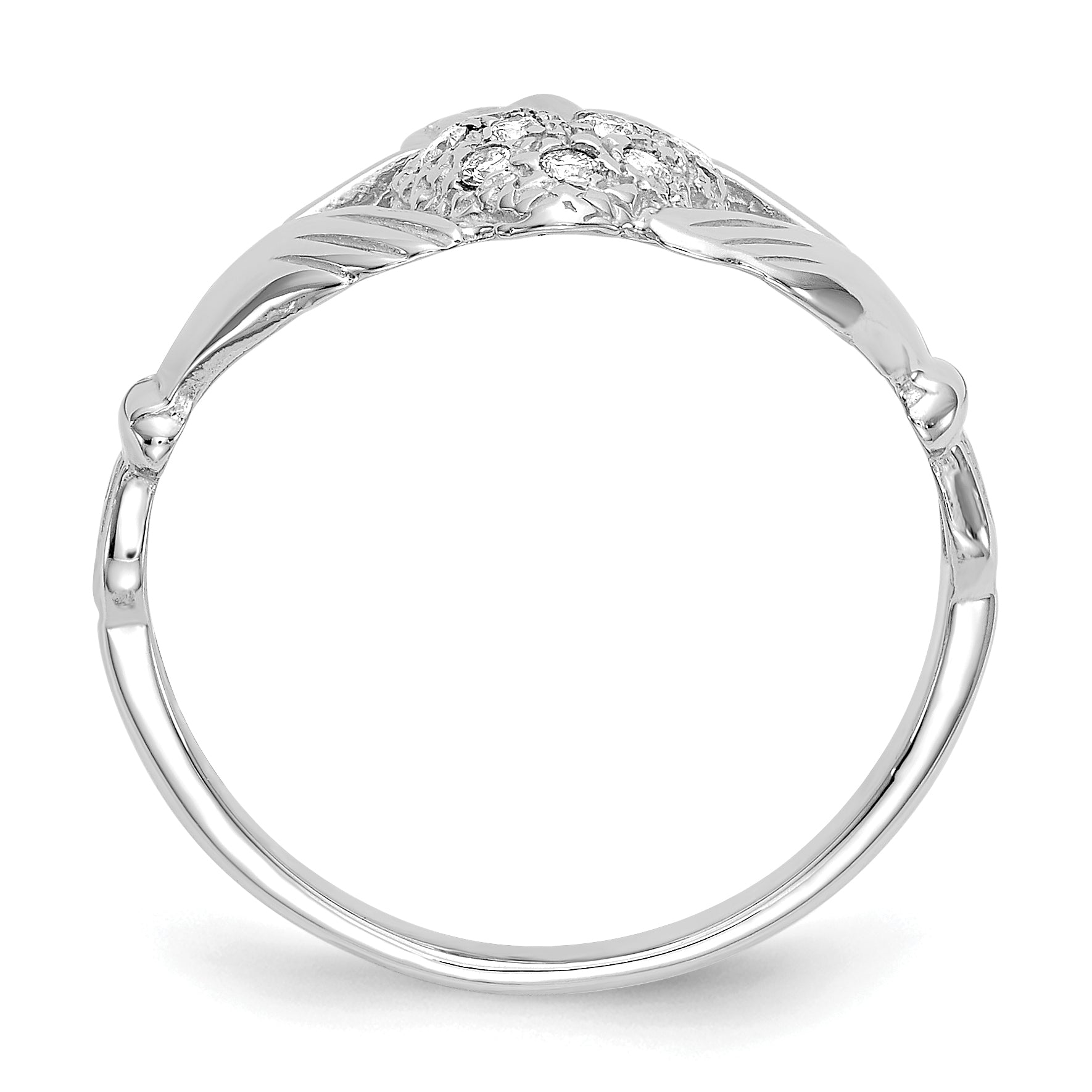 14k White Gold 1/10ct AA Diamond Claddagh Ring Secondary image