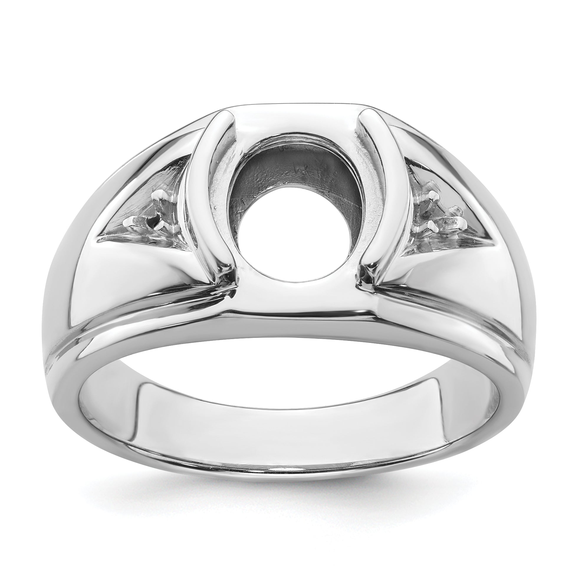14k White Gold Men's Open Back Band Mounting Main image