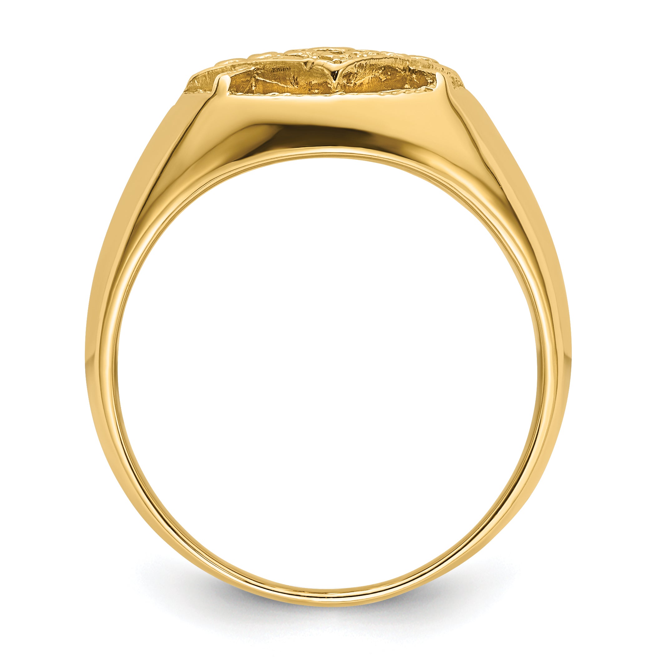 14k Men's Polished and Textured Masonic Ring Mounting