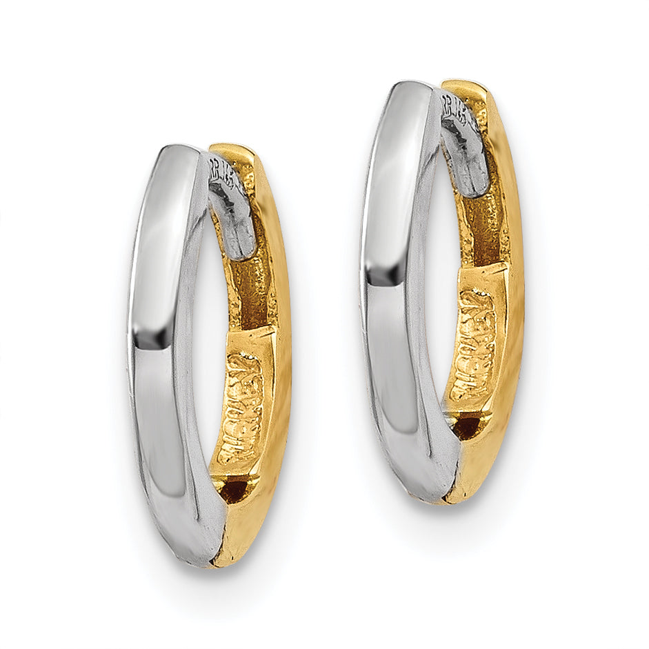 14k Two-tone Mini 1.35mm Round Hinged Hoop Earrings Secondary image