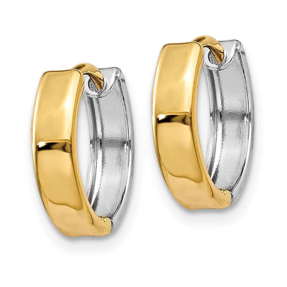 14k Two-tone Hinged Hoop Earrings Secondary image