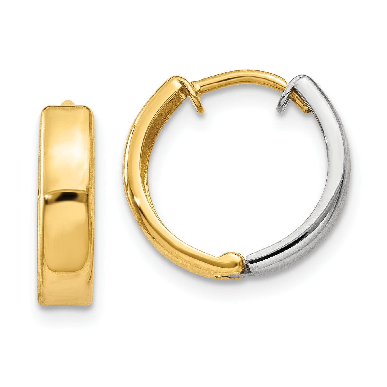 14k Two-tone Hinged Hoop Earrings Main image