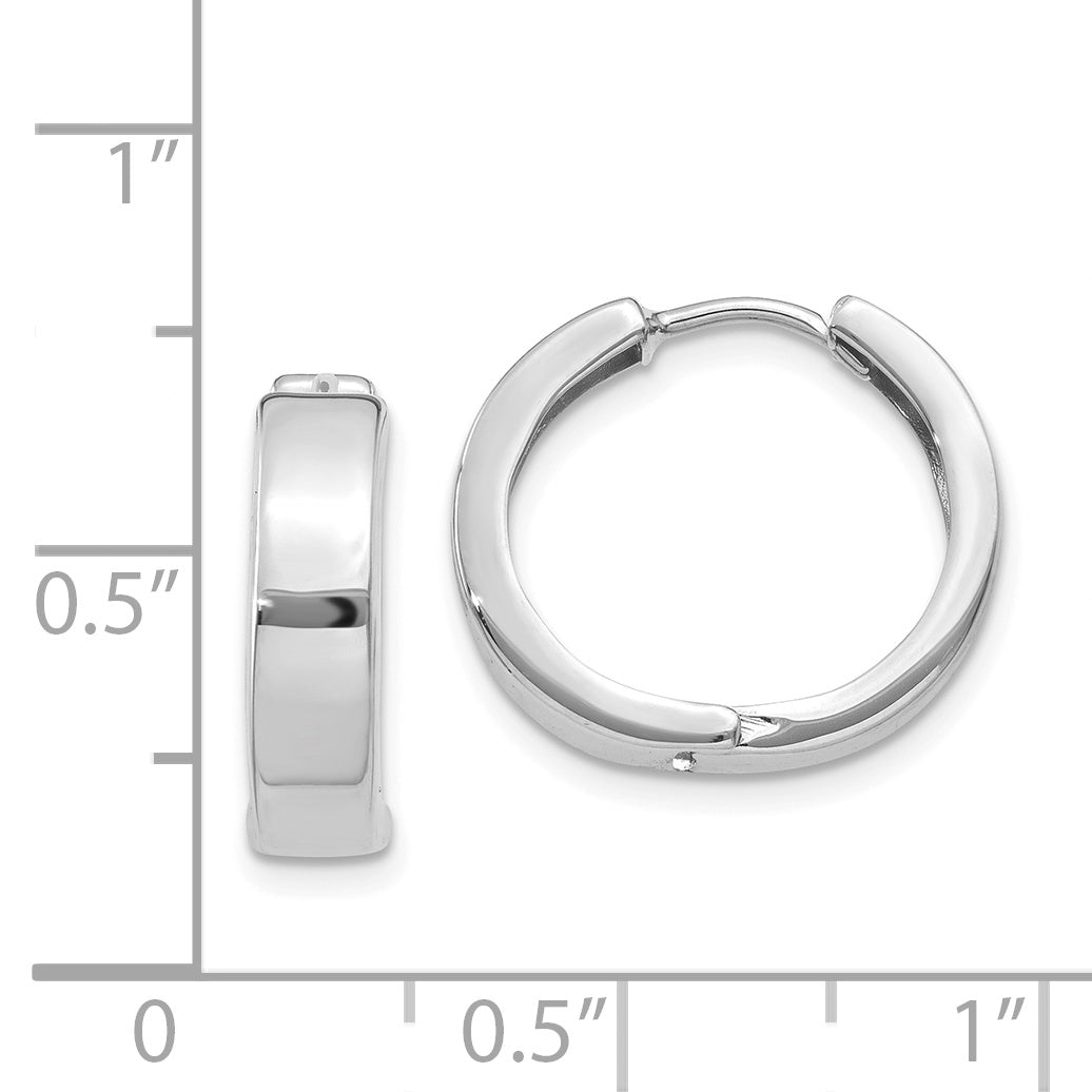 14k White Gold Round Hinged Hoop Earrings Secondary image