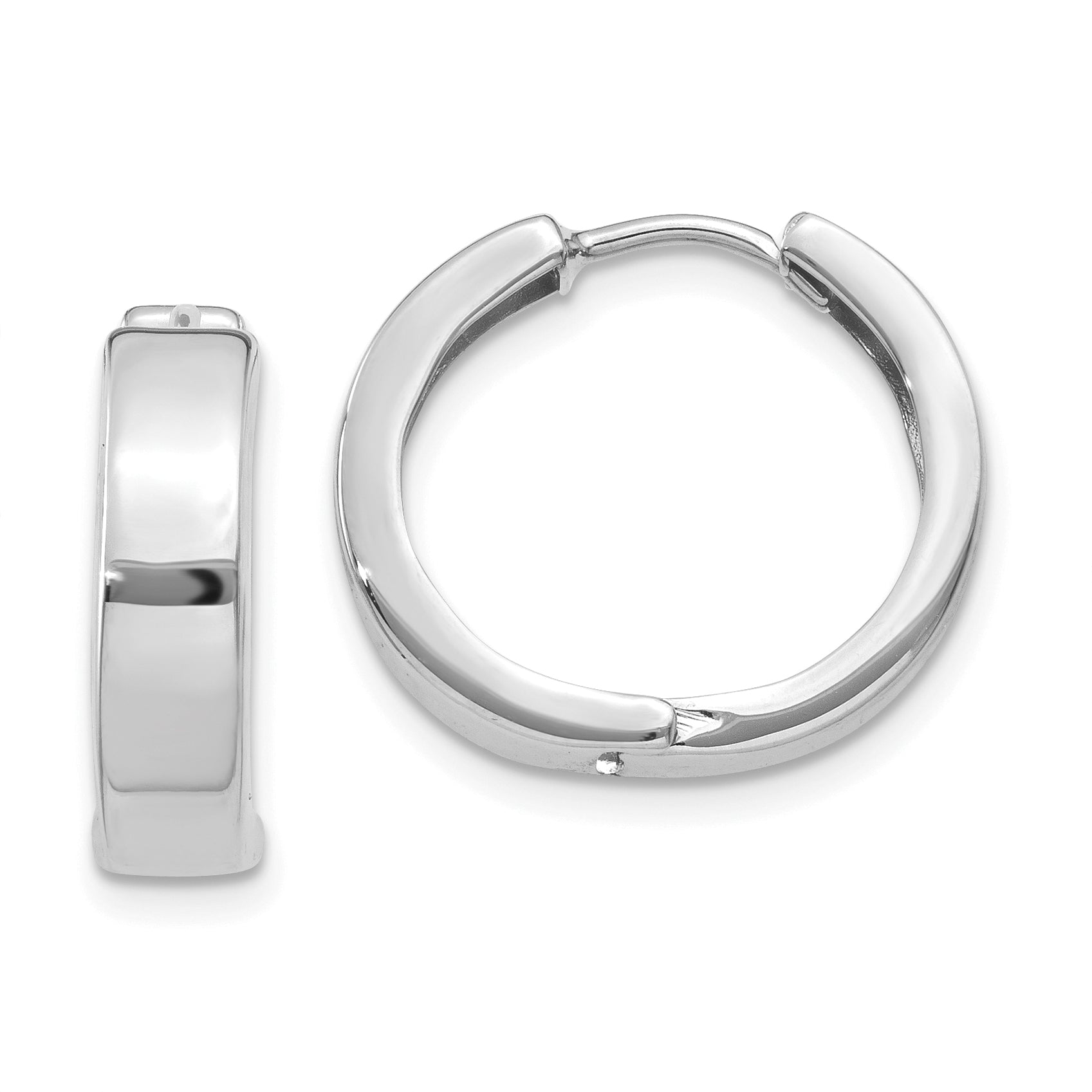 14k White Gold Round Hinged Hoop Earrings Main image