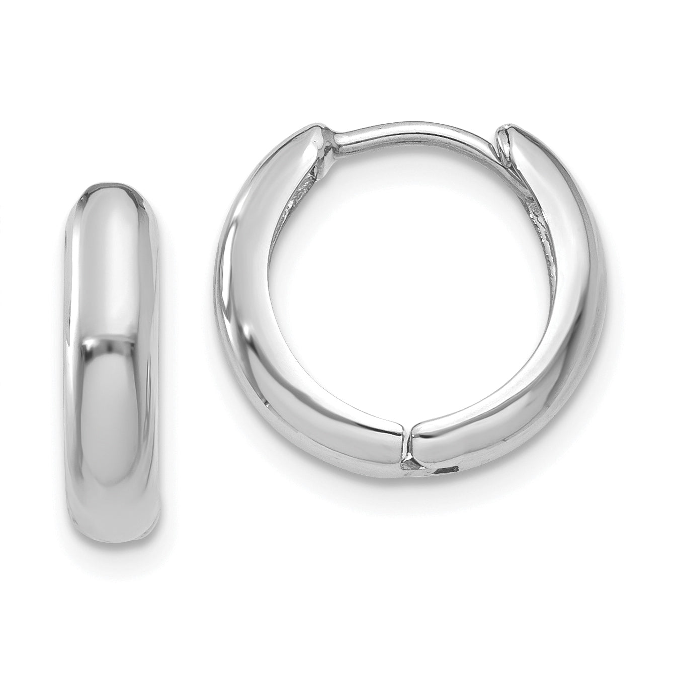 14k White Gold Hinged Hoop Earrings Main image