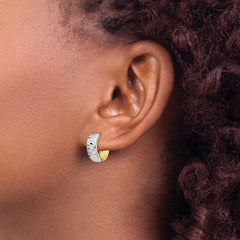 14k Two-tone Textured Hoop Earrings