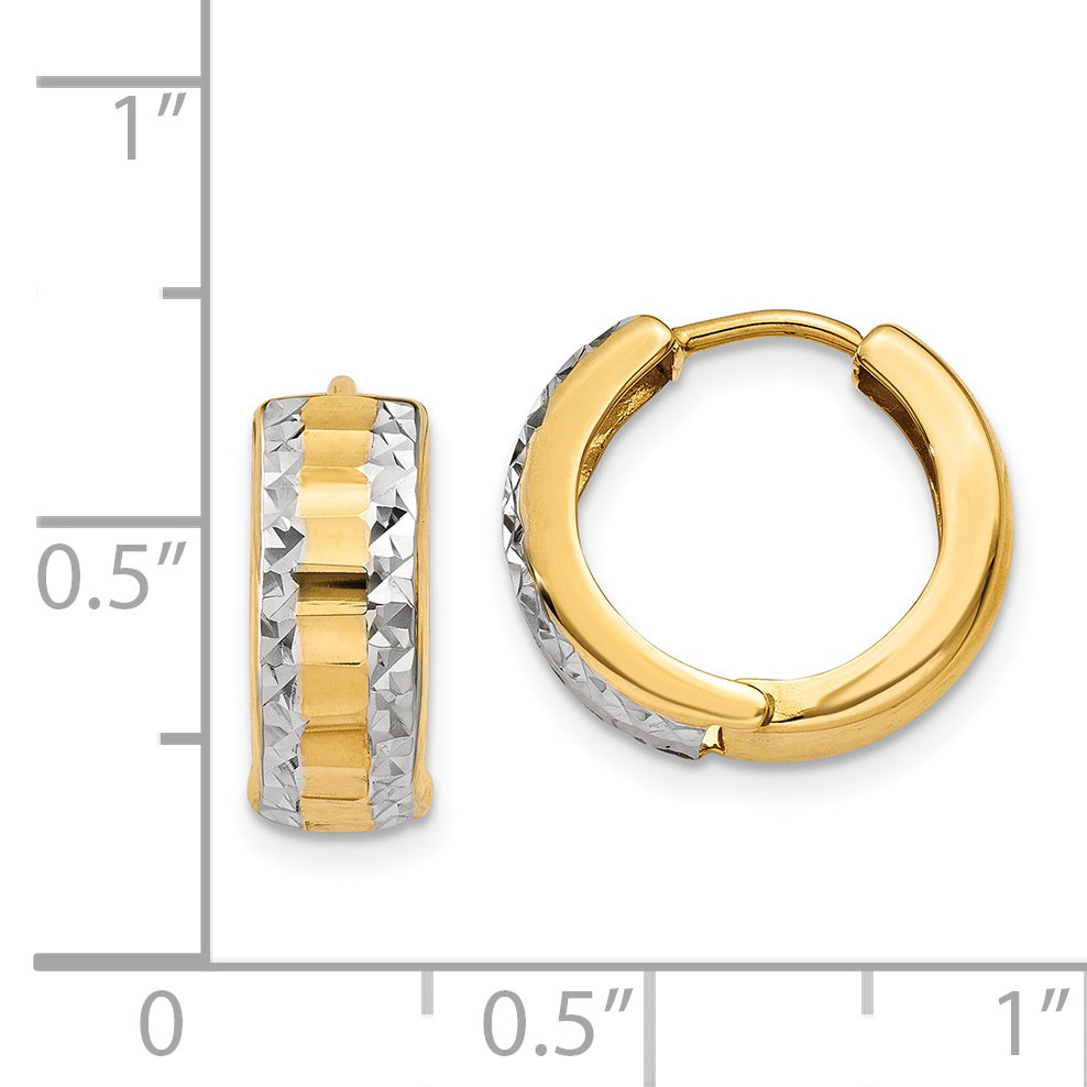 14k & Rhodium Hinged Hoop Earrings