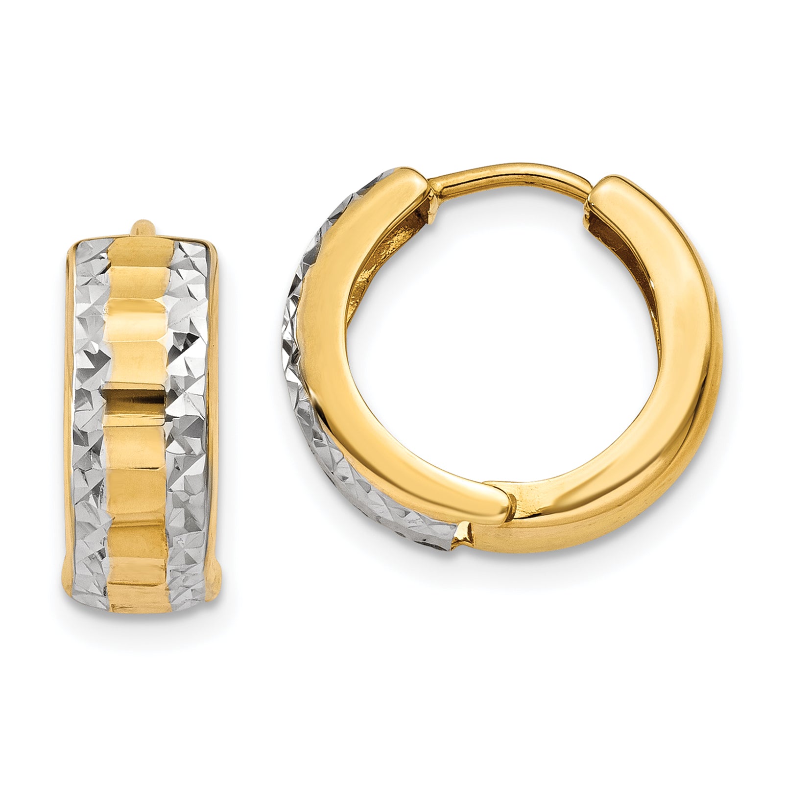 14k & Rhodium Hinged Hoop Earrings Main image