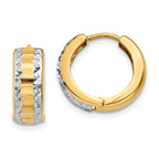 14k & Rhodium Hinged Hoop Earrings