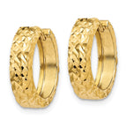 14k Diamond-cut Hinged Hoop Earrings