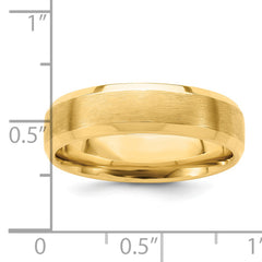 14k Yellow Gold 6mm Heavyweight Comfort Fit Brushed Satin with Polished Beveled Edge Wedding Band Size 7