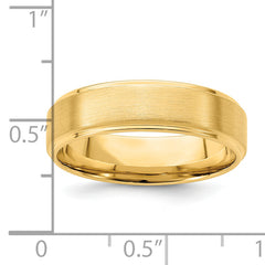 14k Yellow Gold 6mm Heavyweight Comfort Fit Brushed Satin/Polished Stepped Edge Wedding Band Size 7