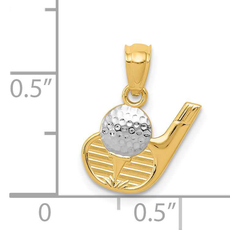 14K and Rhodium Golf Pendant