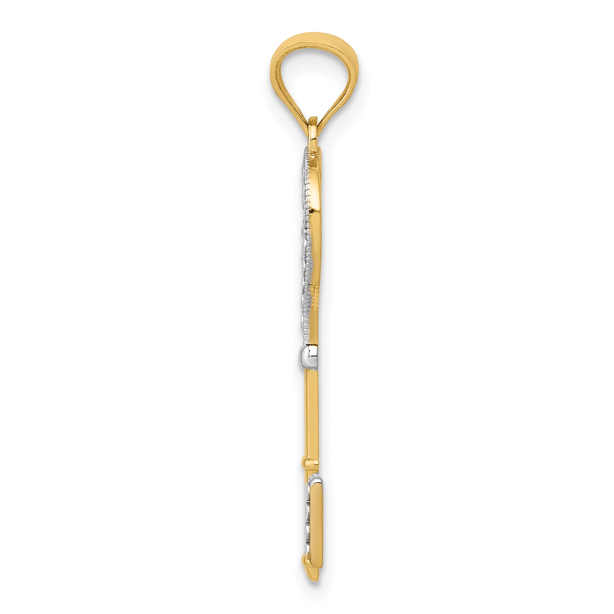 14K With White Rhodium Polished Heart Key Charm Secondary image