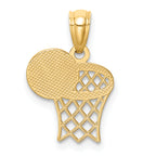Basketball and Hoop Pendant in 14K Yellow Gold