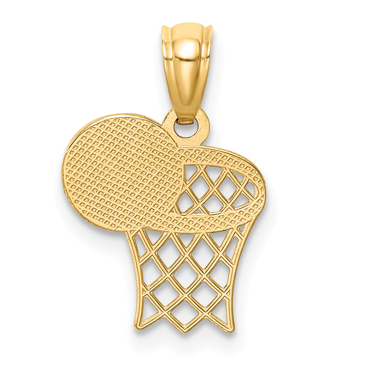Basketball and Hoop Pendant in 14K Yellow Gold