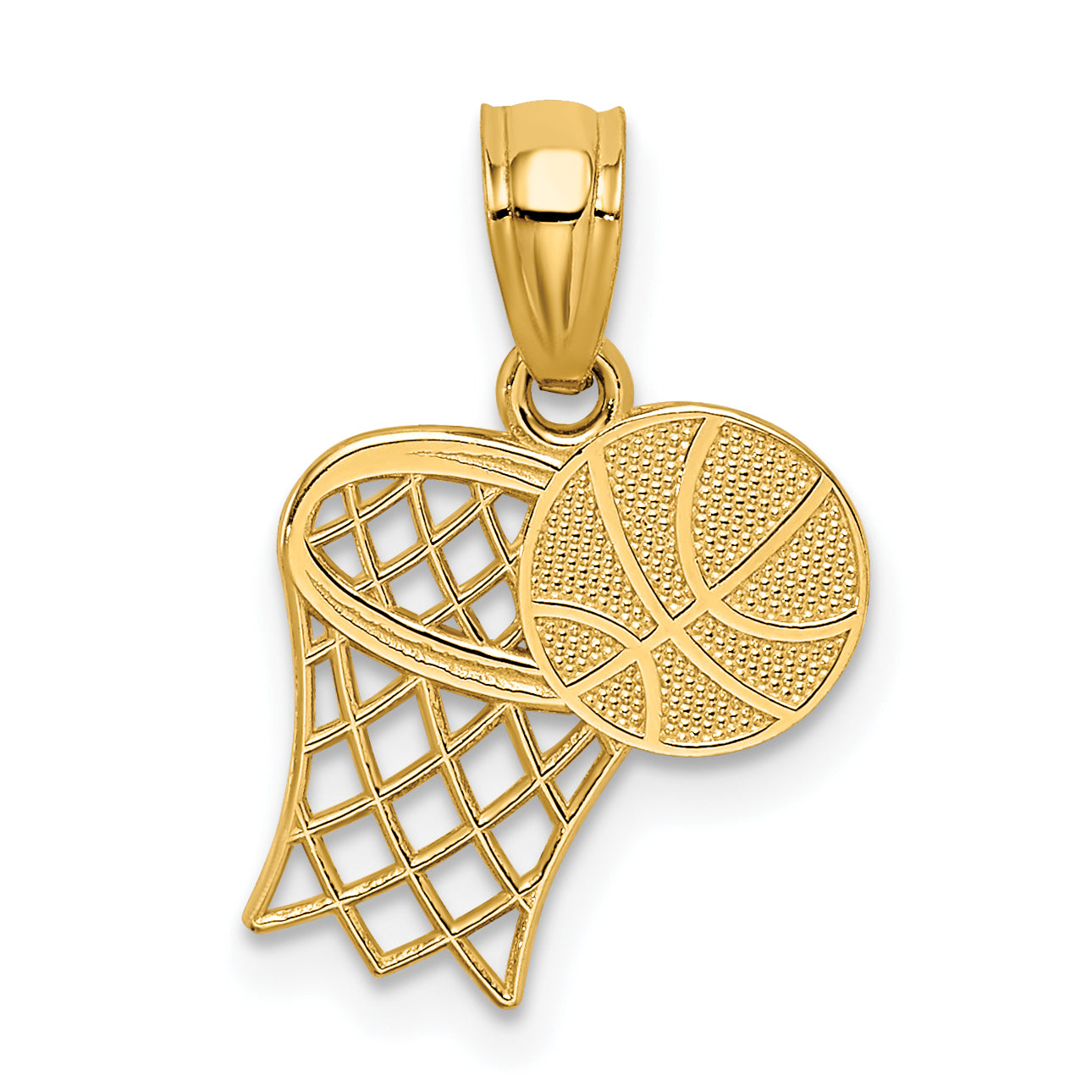 14K Basketball and Hoop Pendant Main image