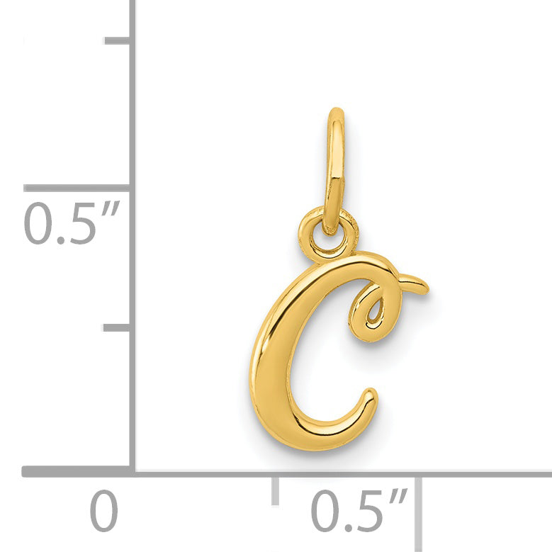 14K Yellow Gold Letter C Initial Charm