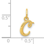 14K Yellow Gold Letter C Initial Charm