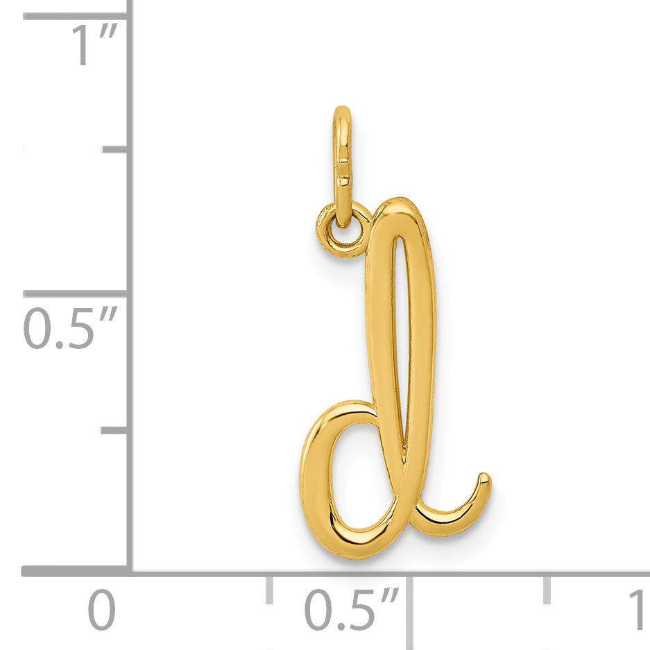 14K Yellow Gold Letter D Initial Charm