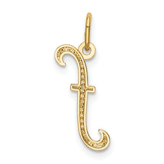 14K Yellow Gold Letter F Initial Charm
